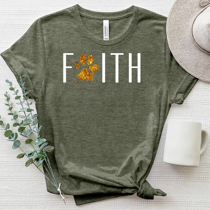 Faith Letters Paw Print Heathered Tee