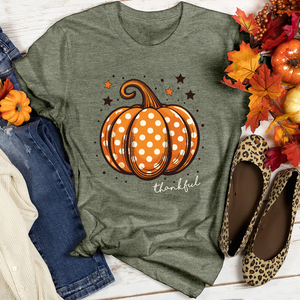 Thankful Dotted Pumpkin Heathered Tee