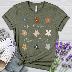 Risen Indeed Flower Pattern Heathered Tee