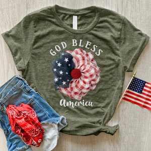 God Bless Wreath Heathered Tee