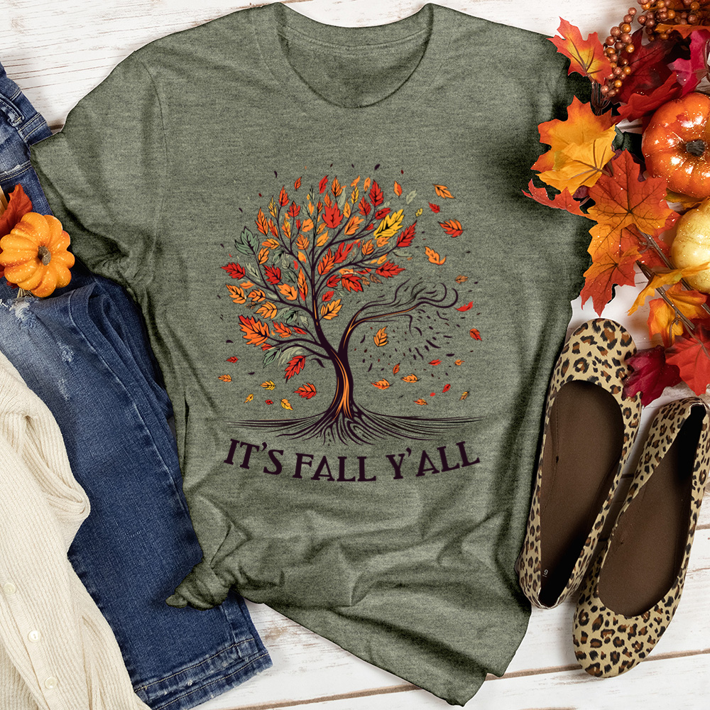 It's Fall Y'all Blooming Heathered Tee