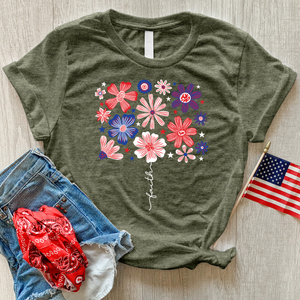 American Faith Flower Heathered Tee