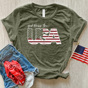 God Bless USA Faded Heathered Tee