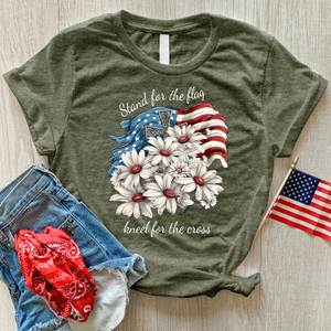 Stand For The Flag American Daises Heathered Tee