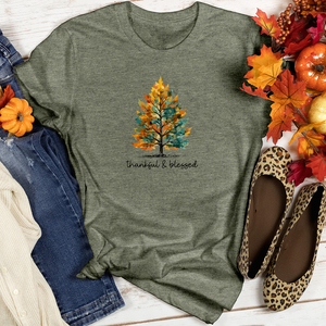 Retro Watercolor Pine Tree Heathered Tee