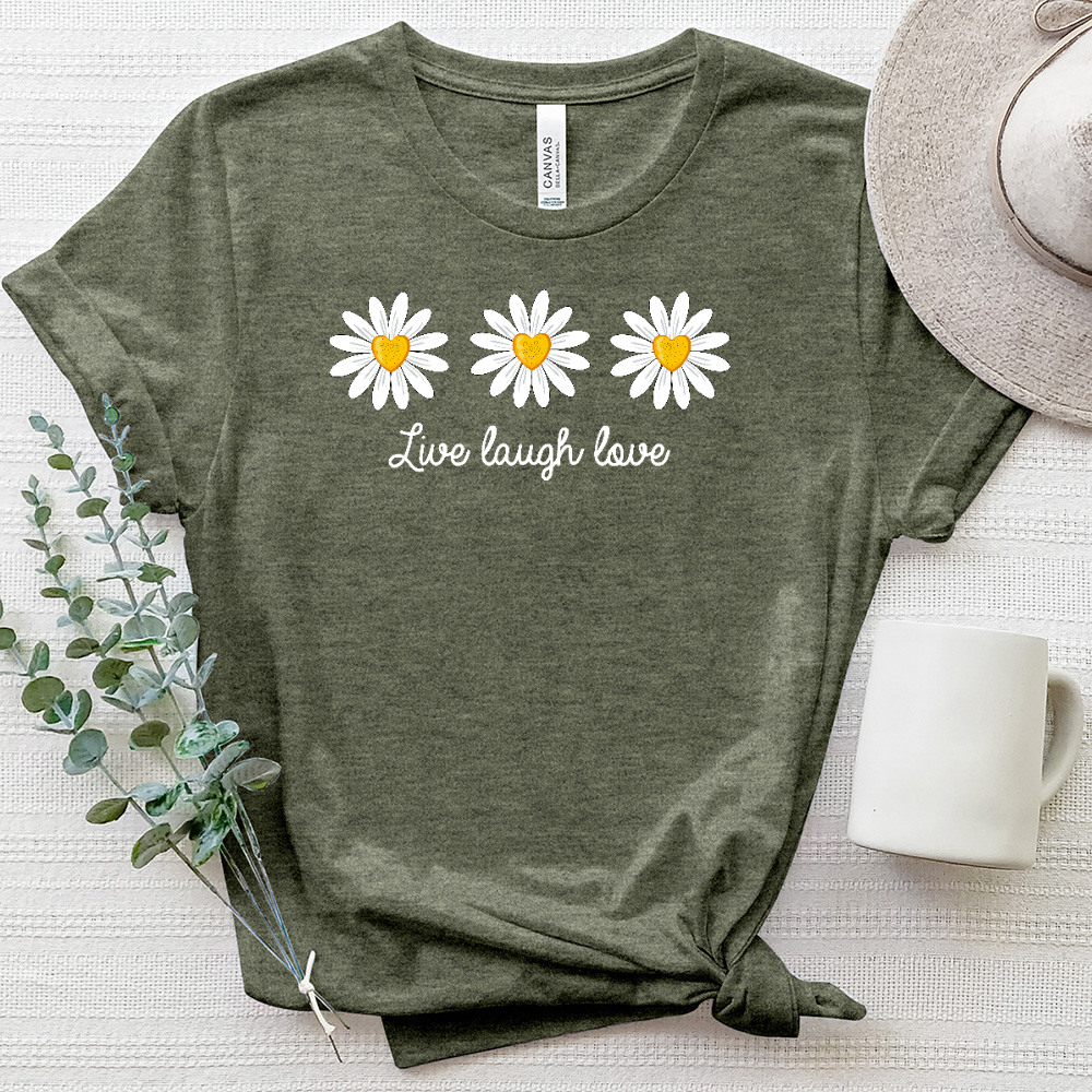 Live Laugh Love Daisy Heathered Tee