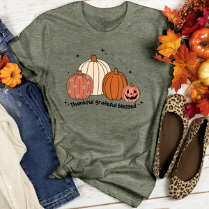 Thankful Grateful Blessed Pumpkin Patch Heathered Tee