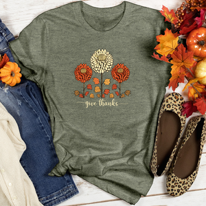 Vintage Autumn Floral Trio Heathered Tee