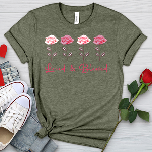 Loved & Blessed Pink Roses Heathered Tee