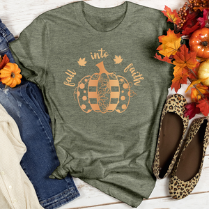 Fall Into Faith Spotted Pumpkin Heathered Tee