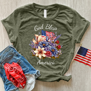 God Bless Wildflowers Heathered Tee