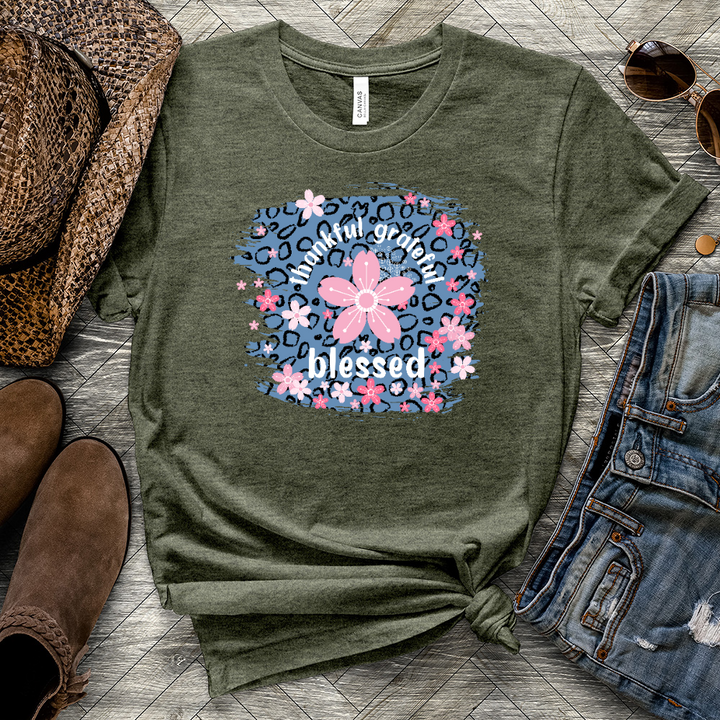 Blessed Floral Leopard Heathered Tee