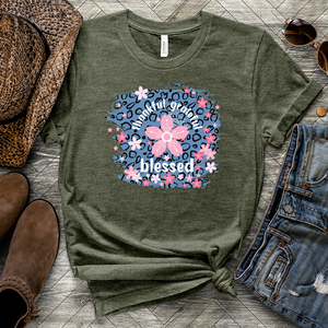 Blessed Floral Leopard Heathered Tee