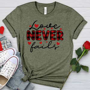 Love Never Fails Red Patterned Heathered Tee