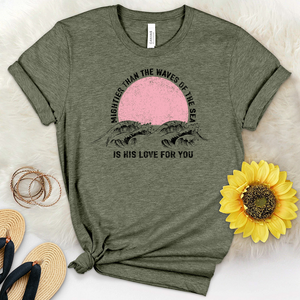 Mightier Than The Waves Pink Sunset Heathered Tee