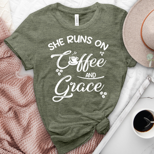 Runs On Grace Heathered Tee