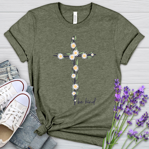 Be Kind Floral Cross Heathered Tee