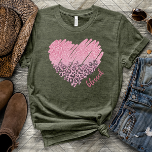 Sparkling Leopard Heart Heathered Tee