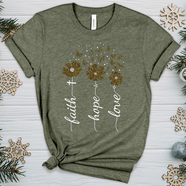 Faith Hope Love Floral V9 Heathered Tee