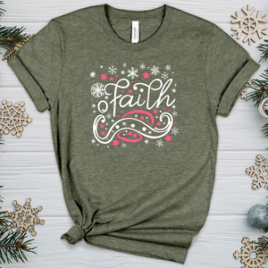 Faith Pink Snowflake Scene Heathered Tee