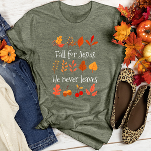 Fall For Jesus Leaf Patterns Heathered Tee