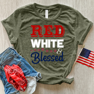 Red White & Blessed Heathered Tee