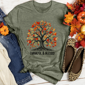 Thankful Blessed Trailblazing Blooms Heathered Tee