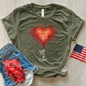 Fireworks Heart Heathered Tee