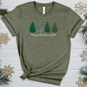 Merry Christmas Y'all Pines Heathered Tee