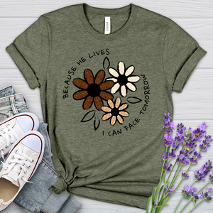 Patterned Flowers Heathered Tee