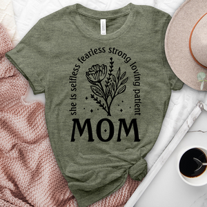 She Is Mom Flower Heathered Tee