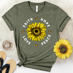 Faith Hope Love Peace Heathered Tee