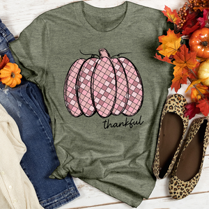 Thankful Pink Pumpkin Pattern Heathered Tee