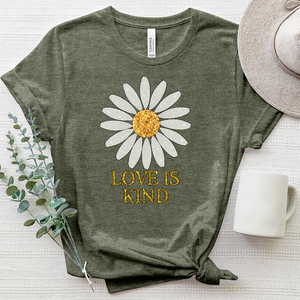 Pink Glitter Daisy Flower Heathered Tee