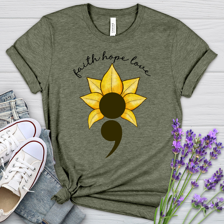 Faith Hope Love Semicolon Heathered Tee