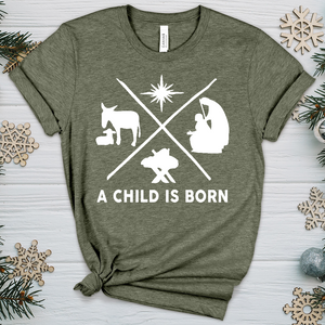 A Child Is Born Scene Heathered Tee