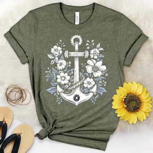 Anchor With Flower Heathered Tee