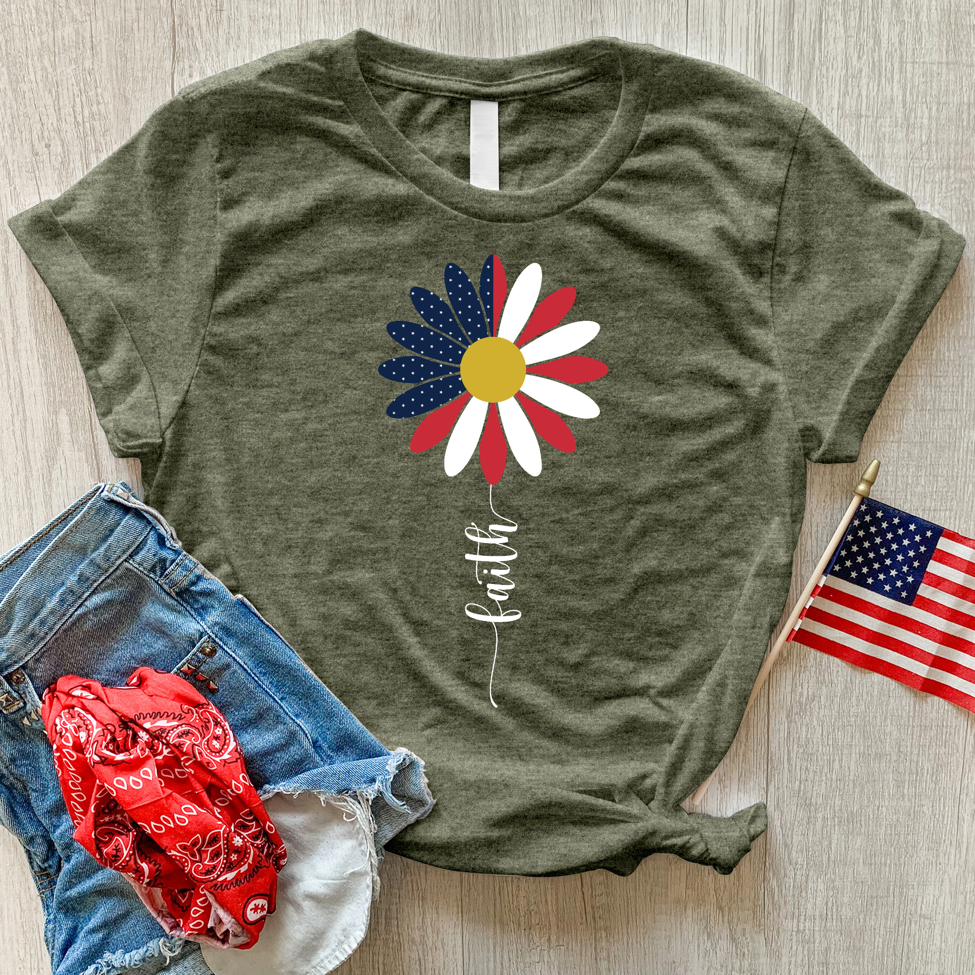 Vivid Faith Daisy Heathered Tee