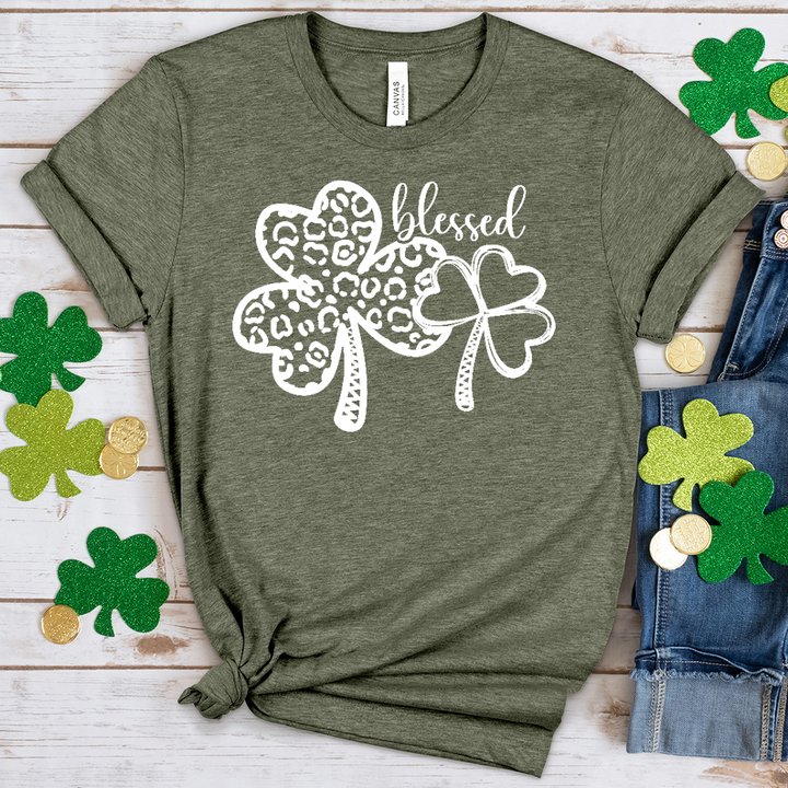Blessed White Clovers Heathered Tee