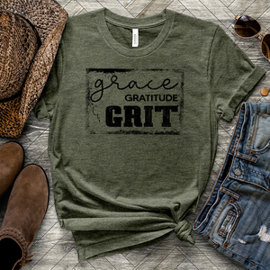 Grace Gratitude & Grit Heathered Tee