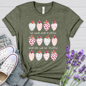 Fruitful Strawberry Pattern Heathered Tee