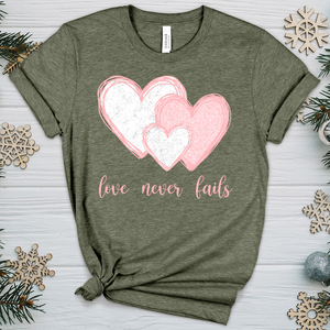 Love Never Fails Heathered Tee