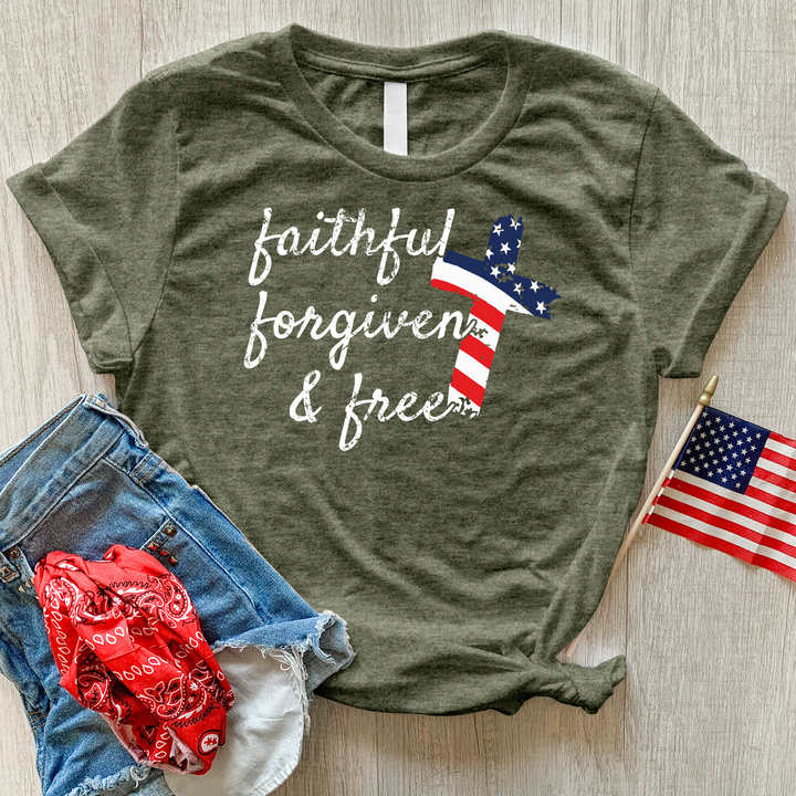 Faithful Stripes Flag Heathered Tee