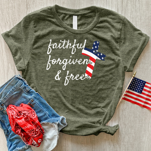 Faithful Stripes Flag Heathered Tee