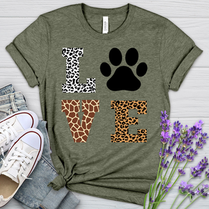 Love Leopard Paw Print Heathered Tee