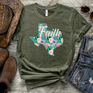 Texas Faith Flower Pattern Heathered Tee