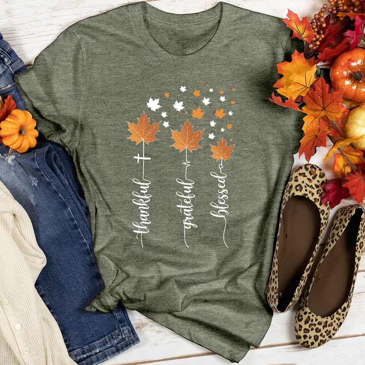 TGB Floating Leaves Heathered Tee
