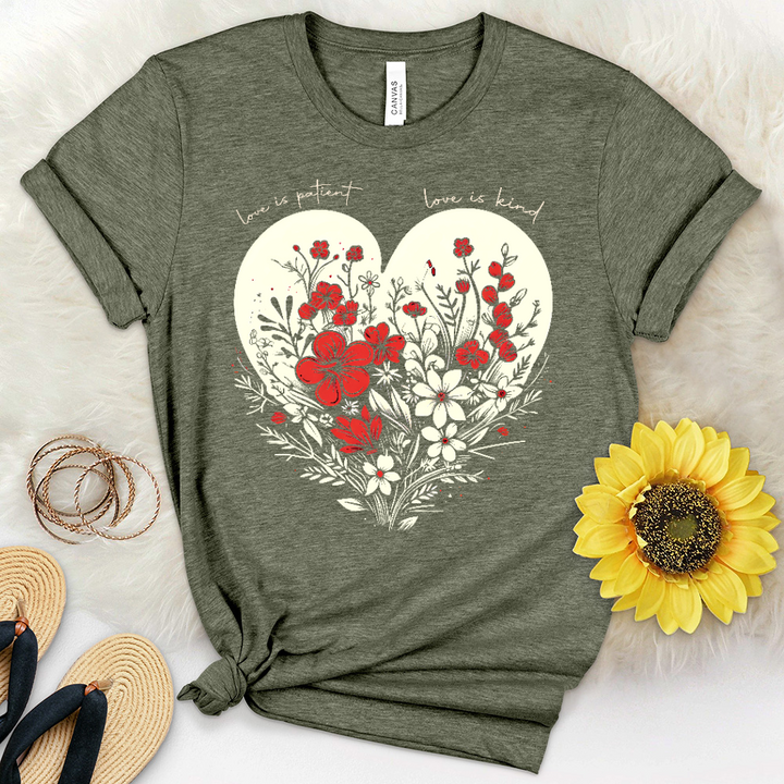 Faith Red Floral Heart Heathered Tee