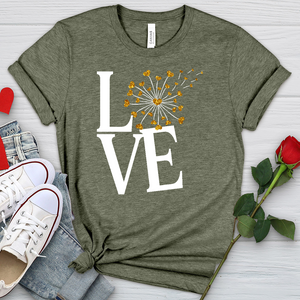 Love Gold Dandelion Hearts Heathered Tee