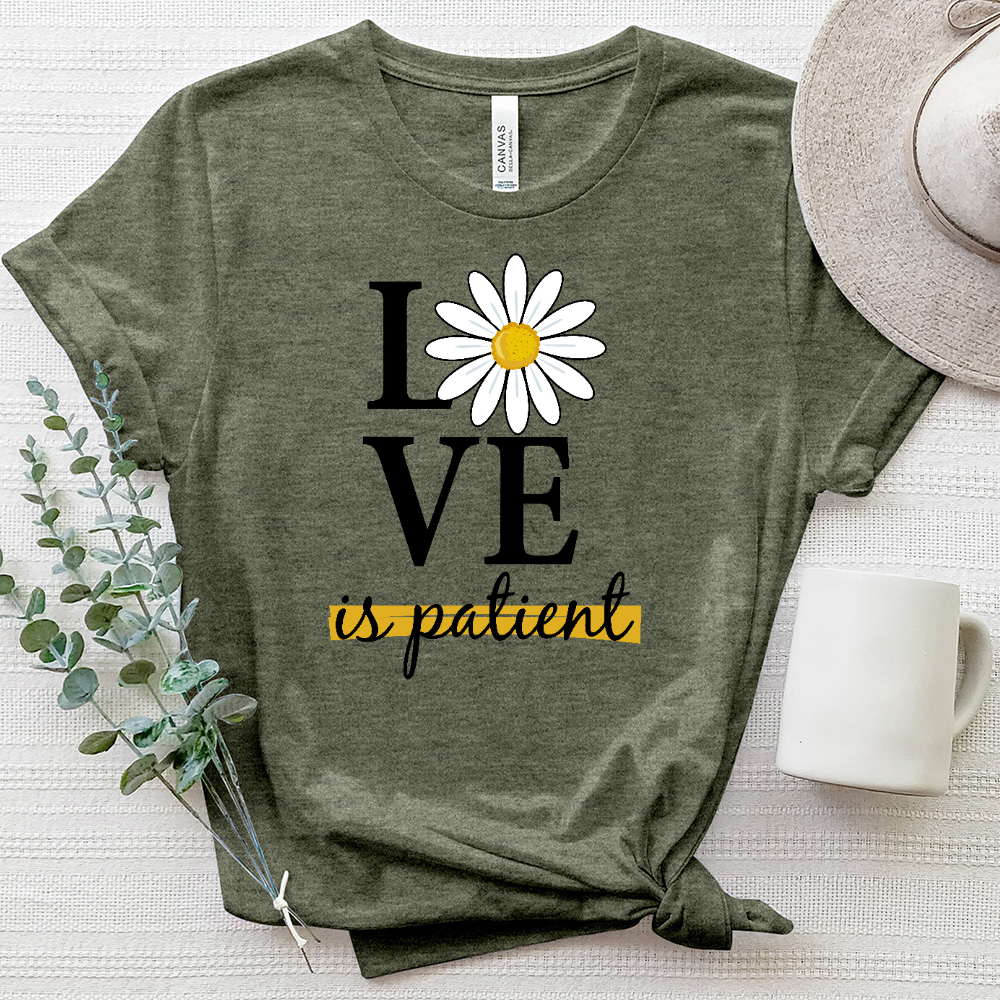 Love Is Patient Daisy Flower Heathered Tee